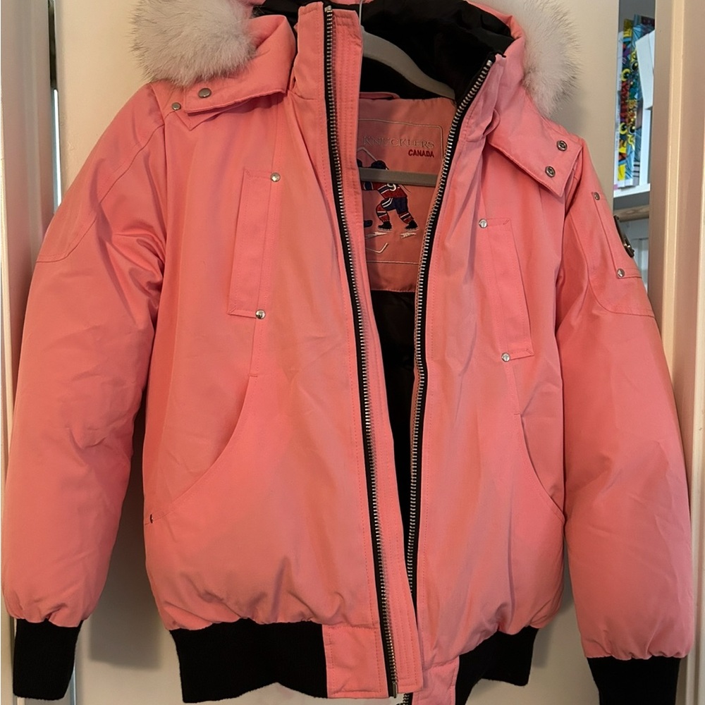 Moose Knuckles Pink Puffer Jacket